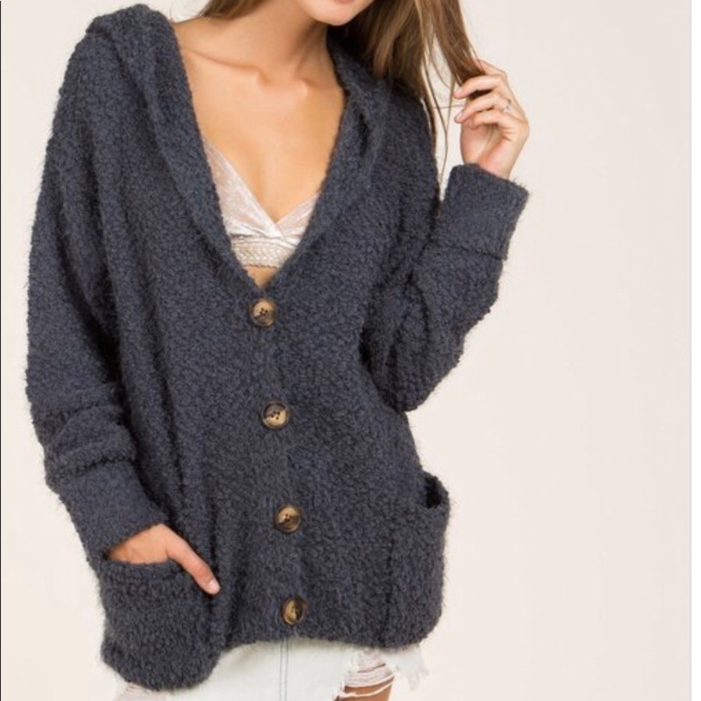Mohair Button Down Hoodie - Picture 3 of 6